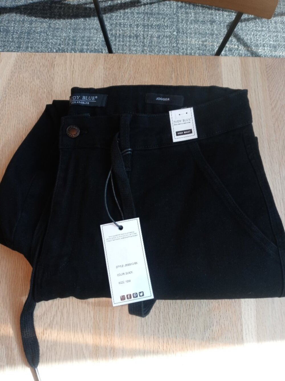 NWT JUDY BLUE plus jogger denim pants in black (18W) - Picture 6 of 15